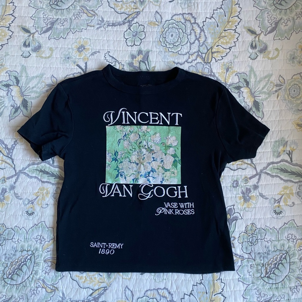 Mighty Fine Black Vincent Van Gogh Crop Top